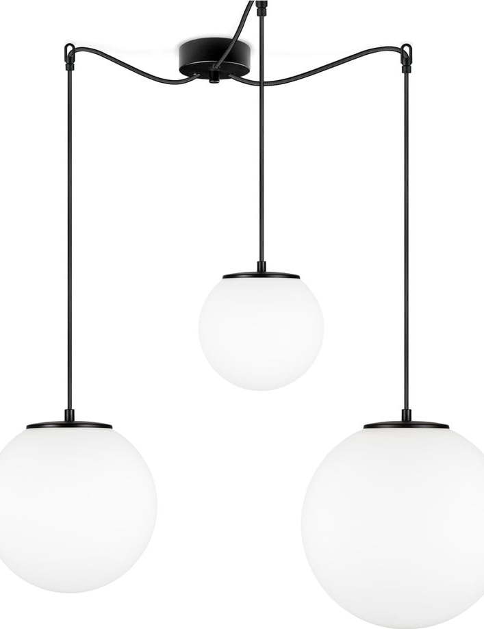 Bílé tříramenné závěsné svítidlo s objímkou v černé barvě Sotto Luce TSUKI Sotto Luce
