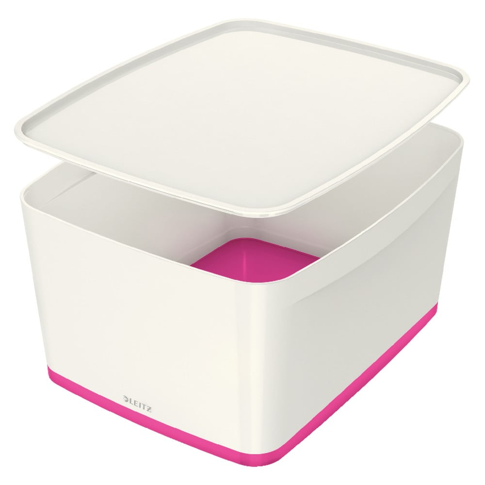 Bílo-růžový úložný box s víkem Leitz Office