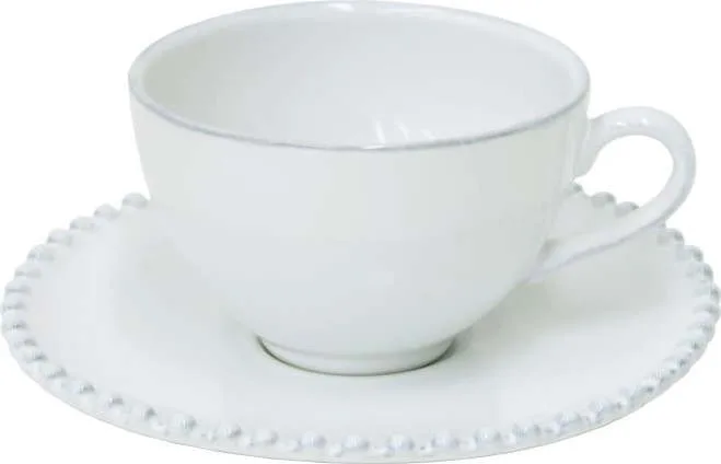 Bílý kameninový hrnek s podšálkem Costa Nova Pearl, 250 ml
