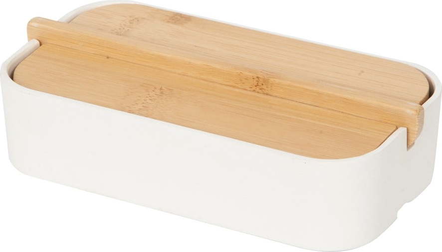 Bílý úložný box s bambusovým víkem Compactor Ecologic