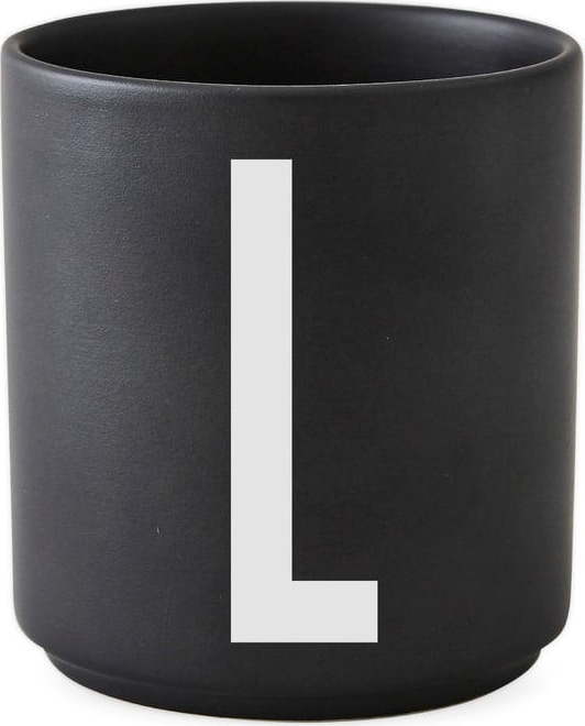 Černý porcelánový šálek Design Letters Alphabet L