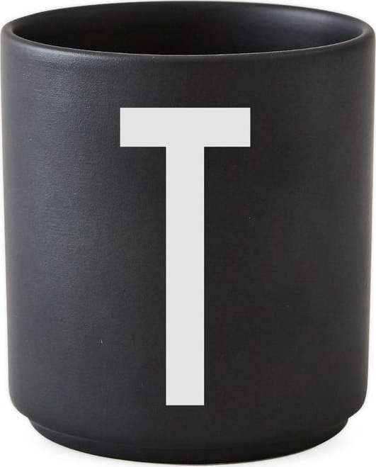 Černý porcelánový šálek Design Letters Alphabet T