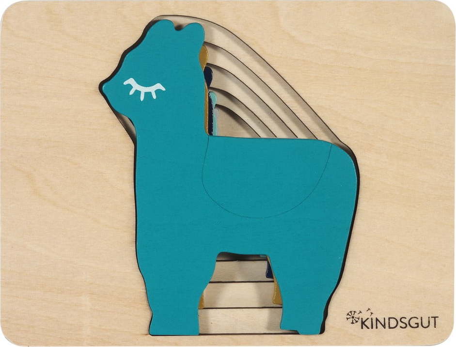 Dřevěné dětské puzzle Kindsgut Lama KINDSGUT