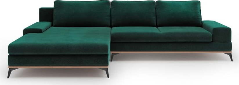 Lahvově zelená rozkládací rohová pohovka se sametovým potahem Windsor & Co Sofas Astre