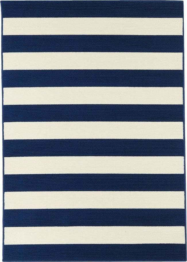 Modro-bílý venkovní koberec Floorita Stripes