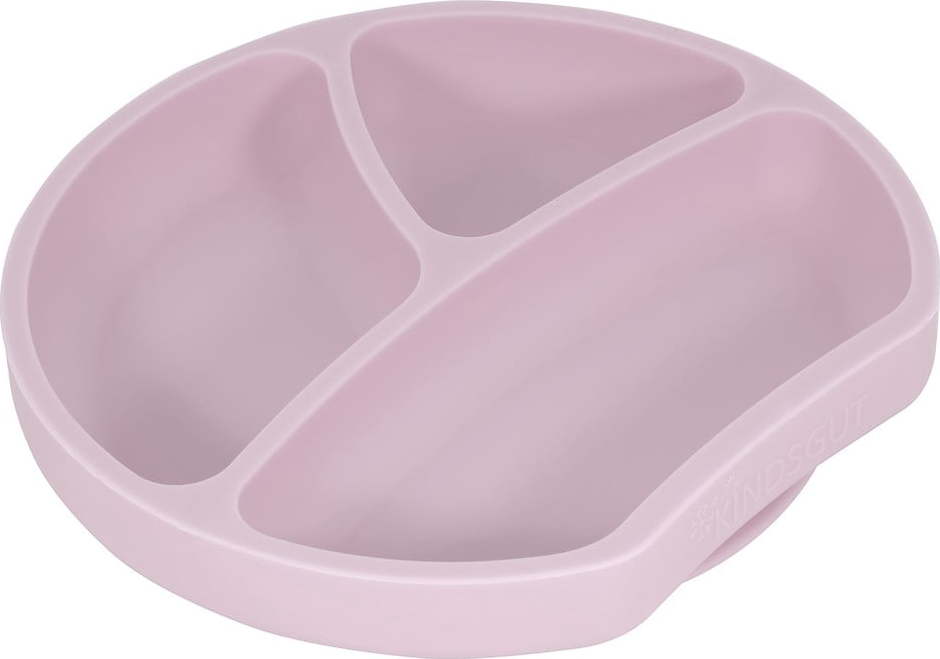 Růžový silikonový dětský talíř Kindsgut Plate