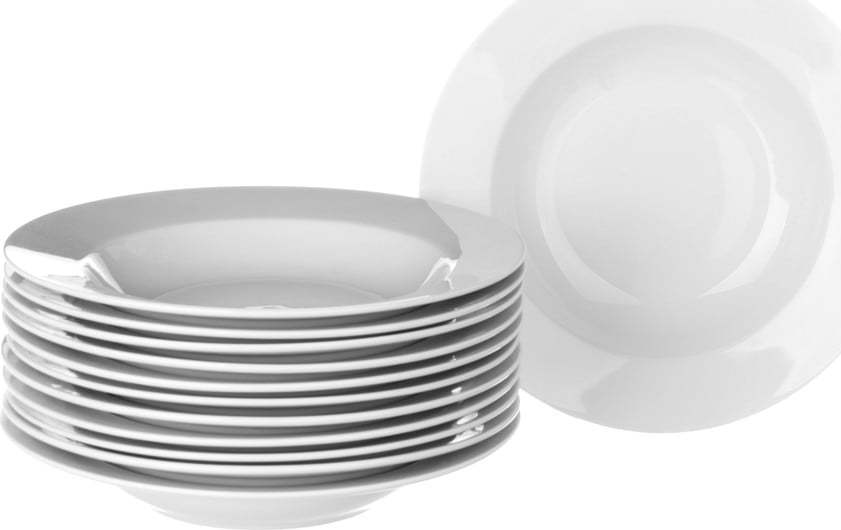 Sada 12 bílých hlubokých porcelánových talířů Unimasa Elegant Unimasa