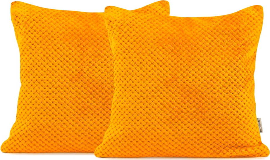 Sada 2 oranžových dekorativních povlaků na polštář z mikrovlákna DecoKing Henry