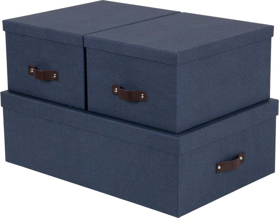 Sada 3 modrých úložných krabic Bigso Box of Sweden Inge Bigso Box of Sweden