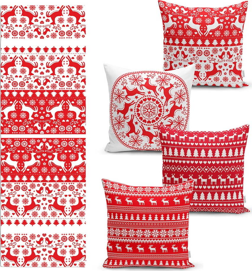 Sada 4 vánočních povlaků na polštář a běhounu na stůl Minimalist Cushion Covers Christmas Minimalist Cushion Covers