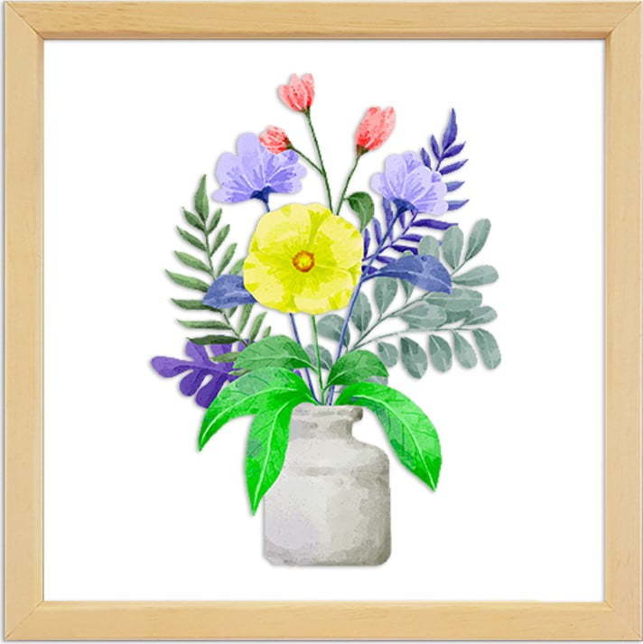 Skleněný obraz ve dřevěném rámu Vavien Artwork Flowers