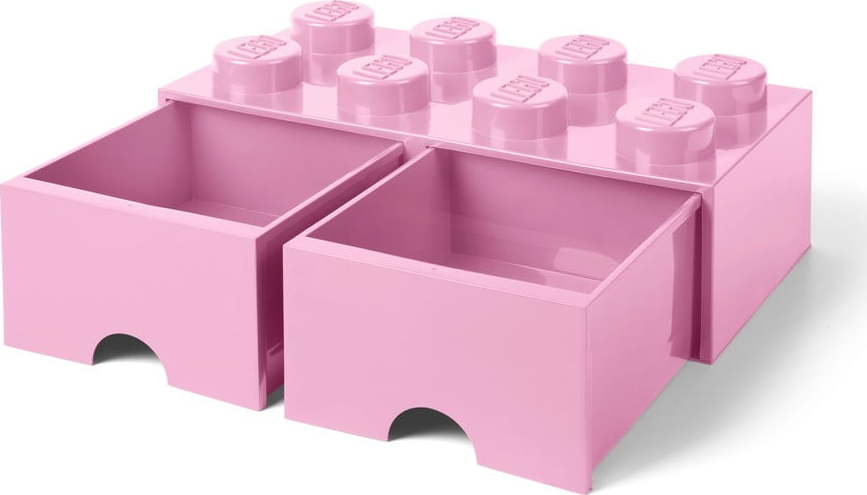 Světle růžový úložný box se dvěma šuplíky LEGO® LEGO
