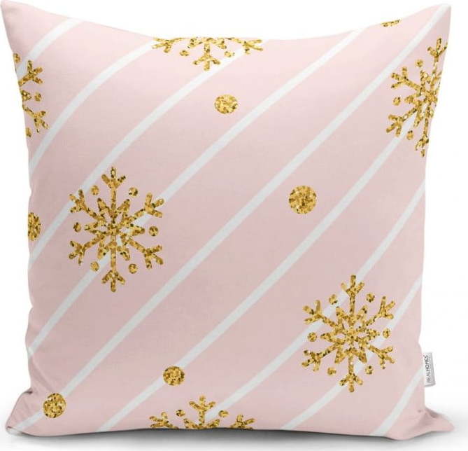 Vánoční povlak na polštář Minimalist Cushion Covers Gold Snowflakes