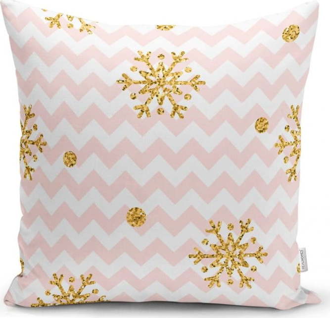 Vánoční povlak na polštář Minimalist Cushion Covers Golden Snowflakes