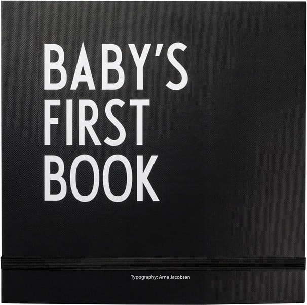 Černá dětská vzpomínková knížka Design Letters Baby's First Book Design Letters