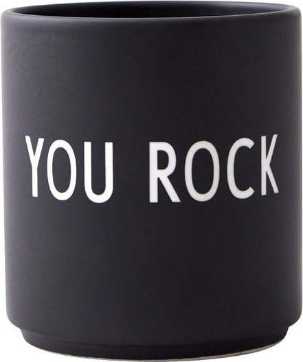 Černý porcelánový hrnek Design Letters Favourite You Rock Design Letters