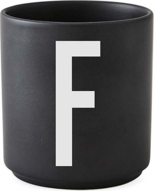 Černý porcelánový šálek Design Letters Alphabet F