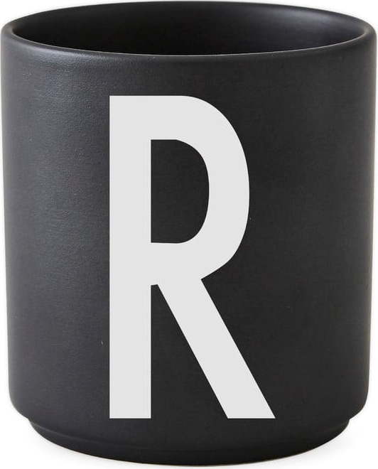 Černý porcelánový šálek Design Letters Alphabet R