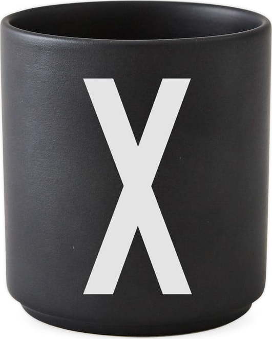 Černý porcelánový šálek Design Letters Alphabet X