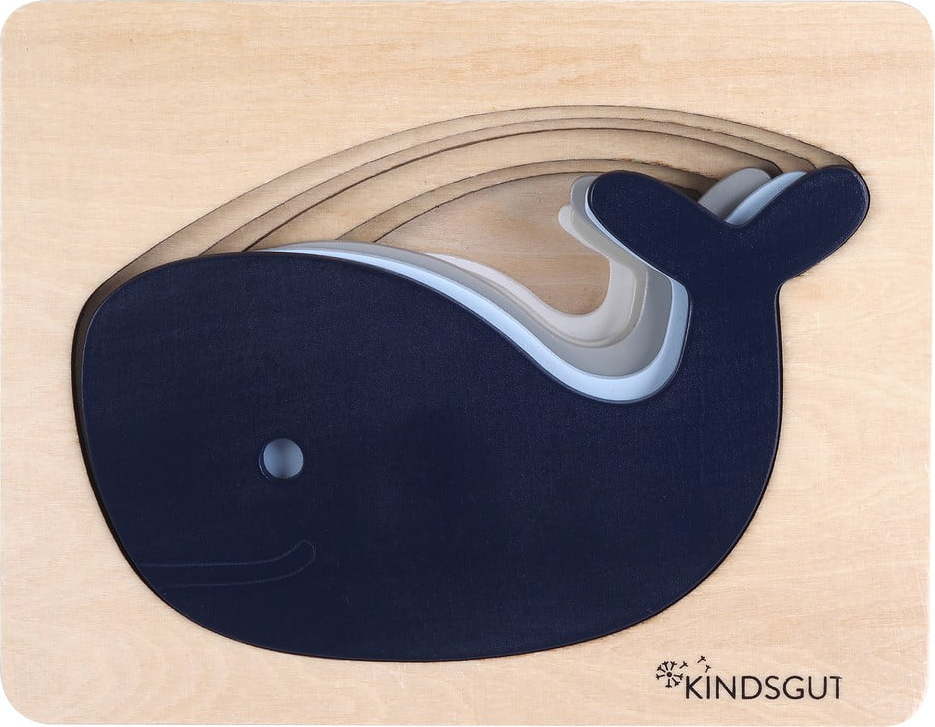 Dřevěné dětské puzzle Kindsgut Whale KINDSGUT