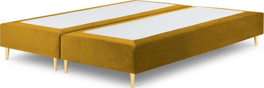 Hořčicově žlutá sametová dvoulůžková postel Mazzini Beds Lia