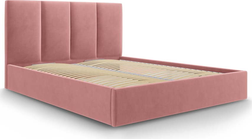 Růžová sametová dvoulůžková postel Mazzini Beds Juniper