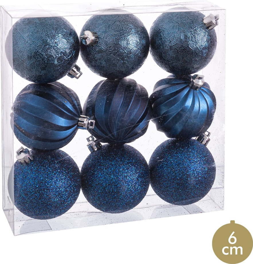 Sada 9 vánočních ozdob v tmavě modré barvě Unimasa