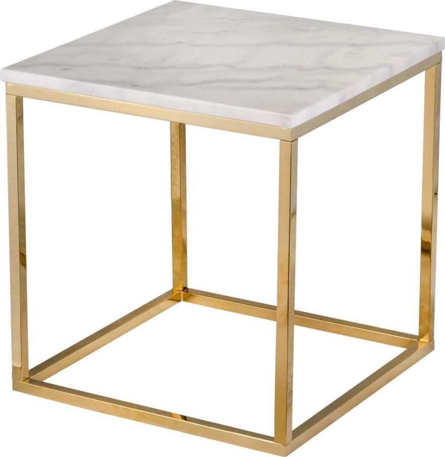 Bílý mramorový stolek s podnožím ve zlaté barvě RGE Accent