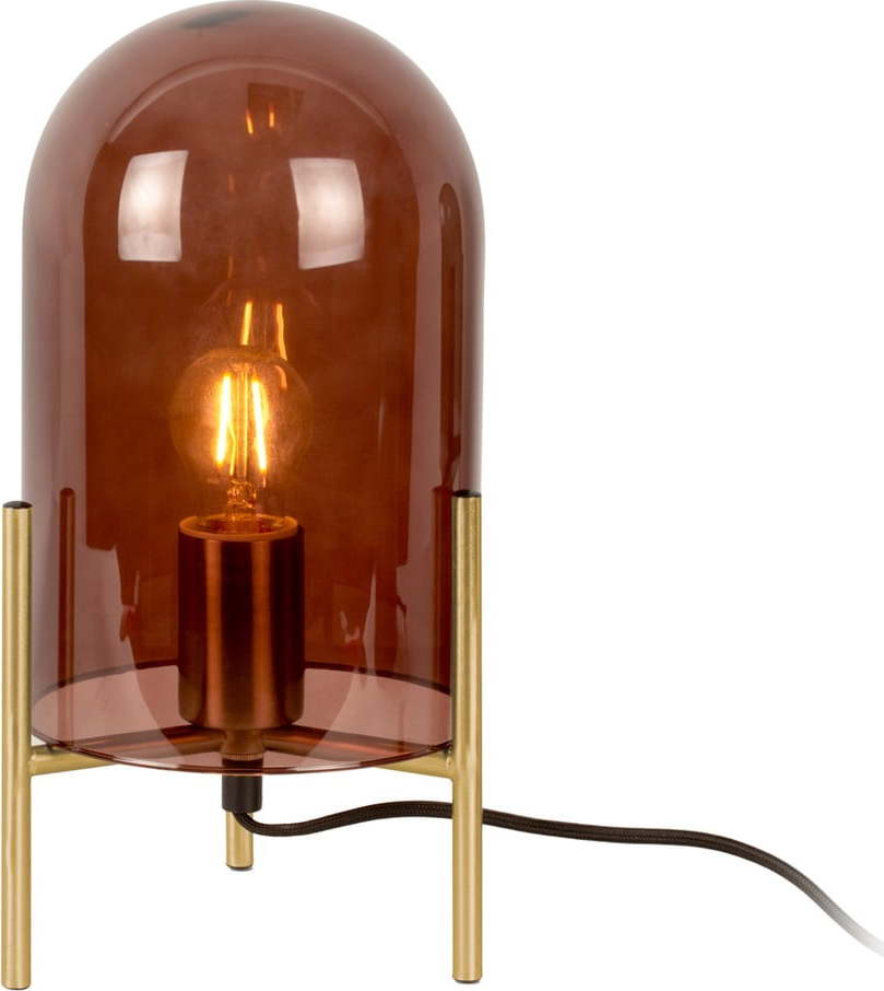 Hnědá skleněná stolní lampa Leitmotiv Bell