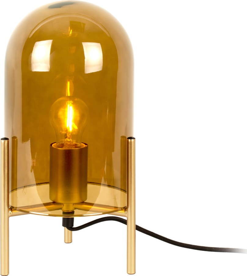 Hořčicově žlutá skleněná stolní lampa Leitmotiv Bell