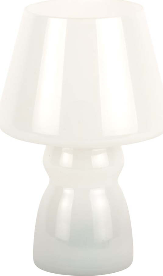Bílá LED stolní lampa se skleněným stínidlem (výška 25
