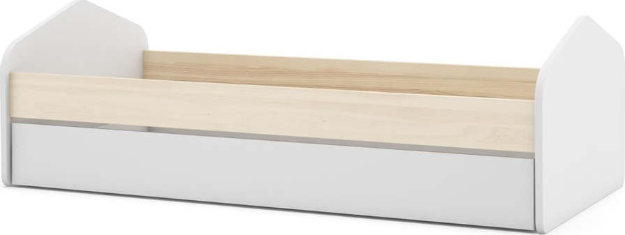 Bílá/přírodní dětská postel v dekoru borovice s výsuvným lůžkem 90x200 cm Estefania – Marckeric Marckeric