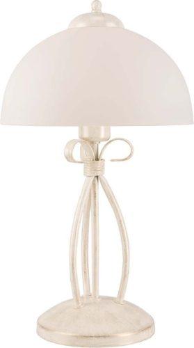 Bílá stolní lampa se skleněným stínidlem