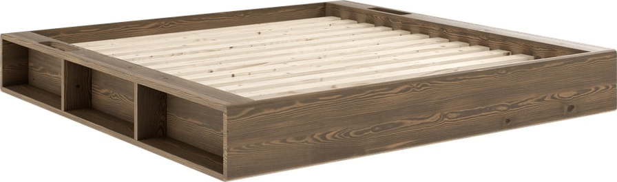 Hnědá dvoulůžková postel z borovicového dřeva s roštem 180x200 cm Ziggy – Karup Design Karup Design