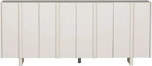 Krémová nízká modulární komoda z borovicového dřeva 200x85 cm Basu – WOOOD