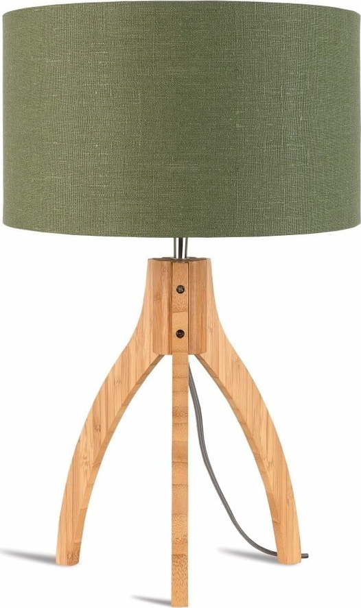 Stolní lampa se zeleným stínidlem a konstrukcí z bambusu Good&Mojo Annapurna Good&Mojo