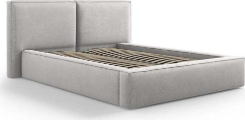 Světle šedá čalouněná dvoulůžková postel s úložným prostorem a roštem 140x200 cm Arendal – Cosmopolitan Design Cosmopolitan design
