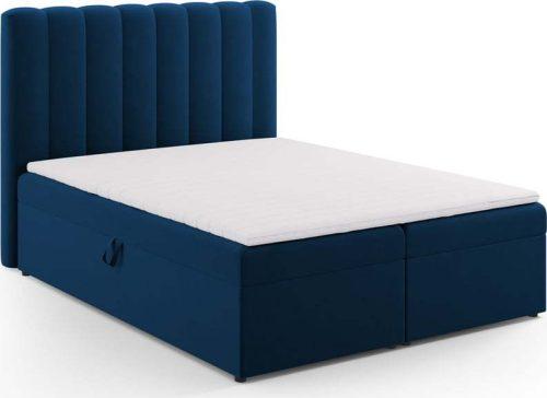 Tmavě modrá boxspring postel s úložným prostorem 160x200 cm Gina – Milo Casa Milo Casa