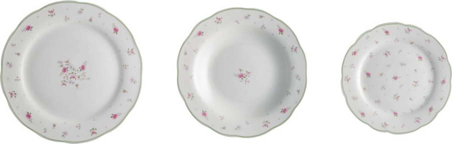 18dílná sada porcelánových talířů Brandani Nonna Rosa Brandani