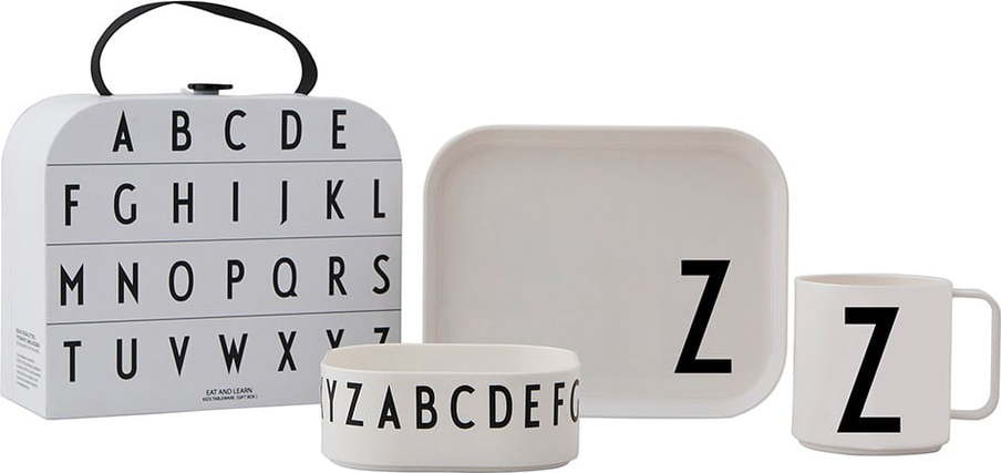 3dílný dětský jídelní set s kufříkem Design Letters Classics Z Design Letters