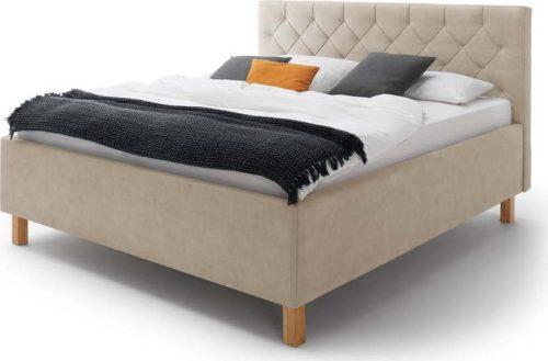 Béžová čalouněná dvoulůžková postel s úložným prostorem s roštem 180x200 cm San Remo – Meise Möbel Meise Möbel