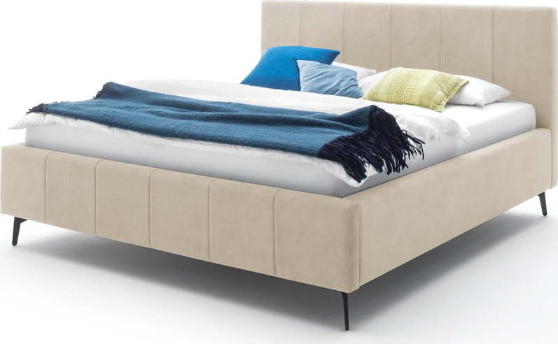Béžová čalouněná dvoulůžková postel s úložným prostorem s roštem 160x200 cm Lizzano – Meise Möbel Meise Möbel
