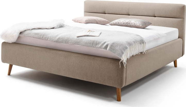 Béžová čalouněná dvoulůžková postel s úložným prostorem s roštem 180x200 cm Lotte – Meise Möbel Meise Möbel