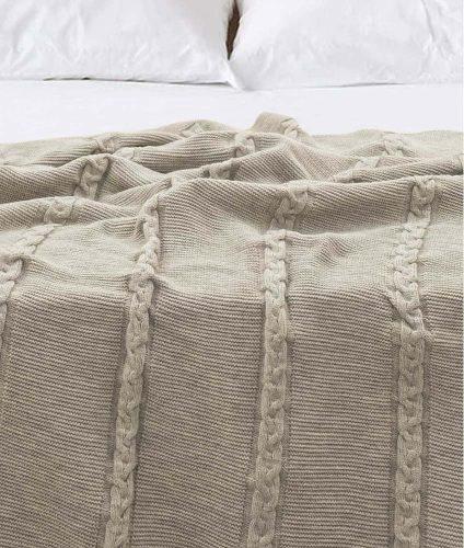 Béžový bavlněný přehoz na dvoulůžko 200x220 cm Trenza – Oyo Concept Oyo Concept