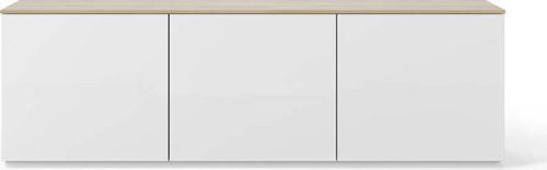 Bílá komoda s deskou v dekoru dubového dřeva TemaHome Join