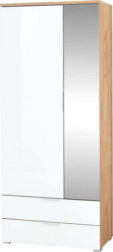Bílá šatní skříň v dekoru dubu se zrcadlem 84x196 cm Telde - Germania Germania