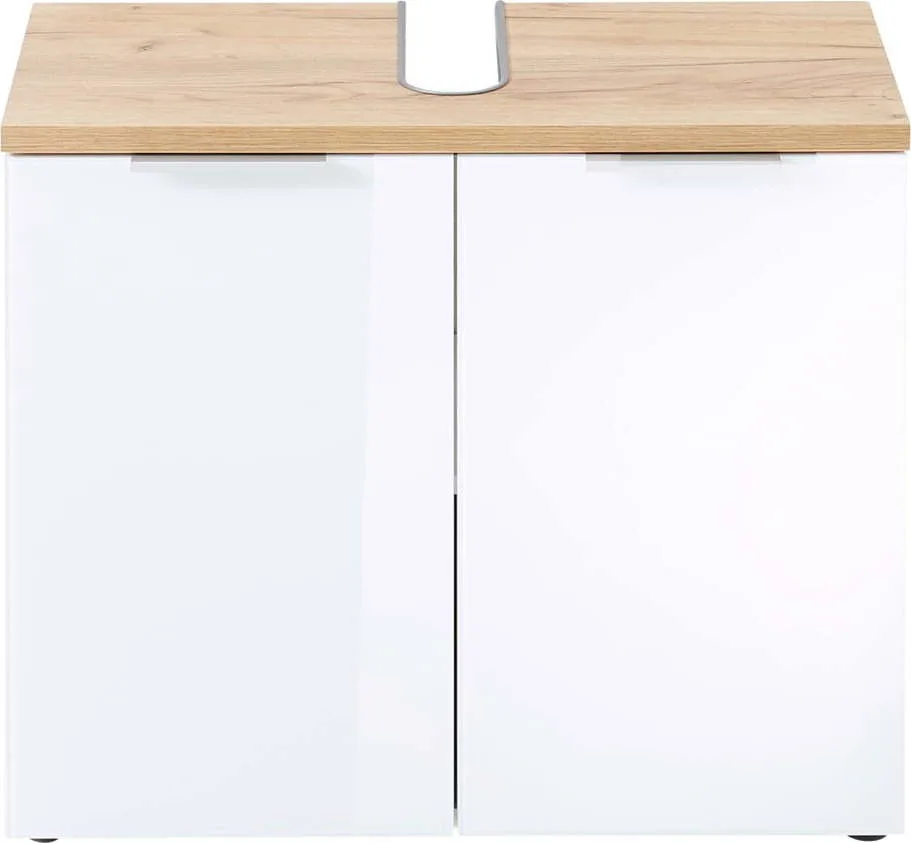 Bílá skříňka pod umyvadlo v dekoru dubu 70x58 cm Pescara – Germania