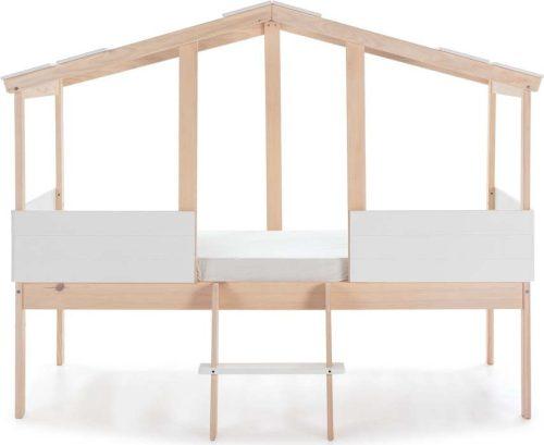 Bílá/v přírodní barvě domečková vyvýšená dětská postel 90x190 cm Parma – Marckeric Marckeric