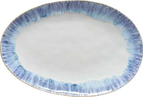 Bílo-modrý kameninový servírovací podnos Costa Nova Brisa, délka 41 cm