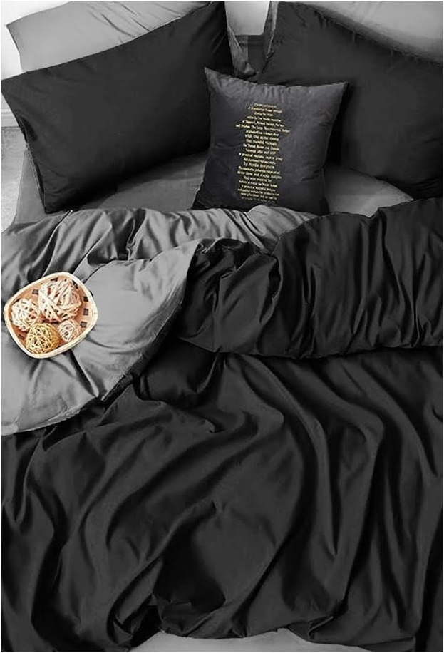 Černo-šedé bavlněné povlečení na jednolůžko/prodloužené s prostěradlem 160x220 cm – Mila Home Mila Home